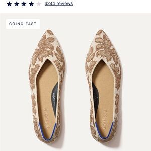 Rothy's Women's Floral Pointed Flats - Tan and Cream